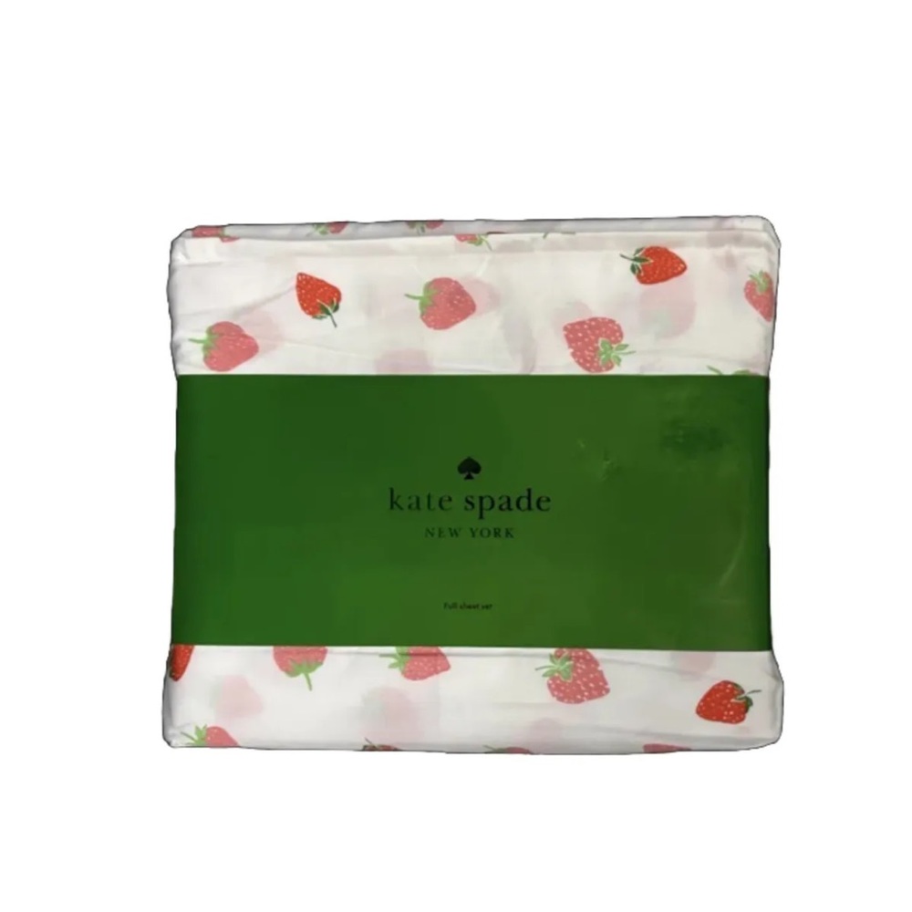 Kate Spade Queen Sheet Set Strawberries Cotton Percale Sheets 🍓 NWT